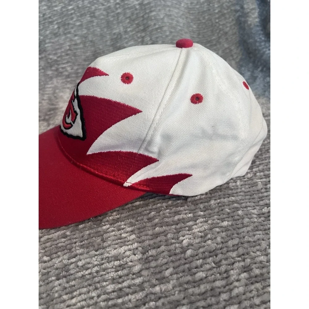 Vintage Kansas City Chiefs Shark Tooth NFL Strapback Hat Red White Graphic Cap